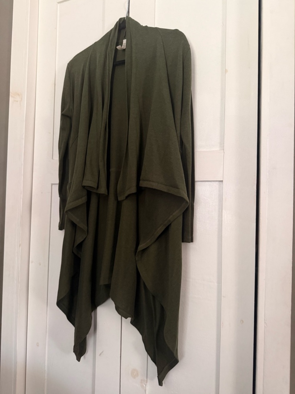 Lyss Loo Olive Green Draped Open-Front Cardigan